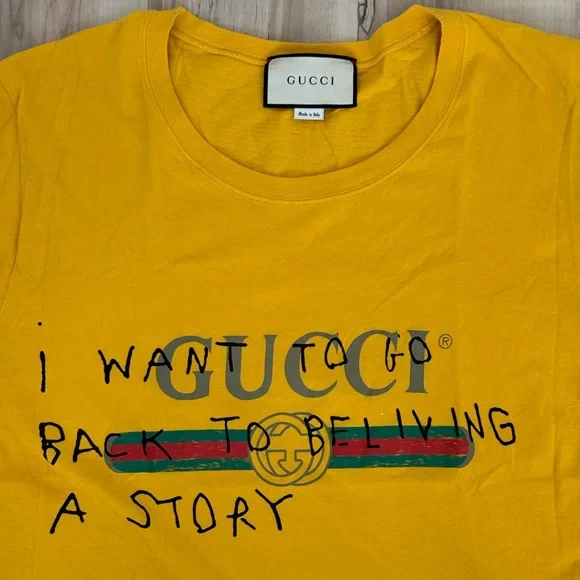 Gucci Coco Capitán Yellow Vintage Logo Tee | 2017 Alessandro Michele | Size S - Picture 2 of 7